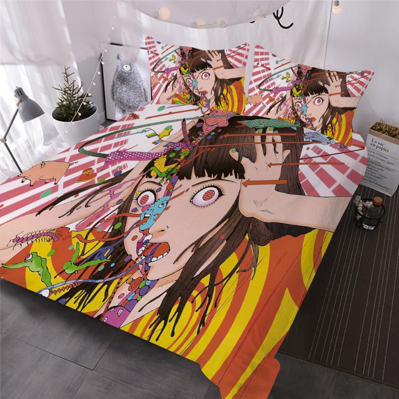 

Horror Abstract Hand Painted Art Bedding Set Duvet Cover King Queen Size Bed Set Printing Home Textiles Bedclothes, As picture