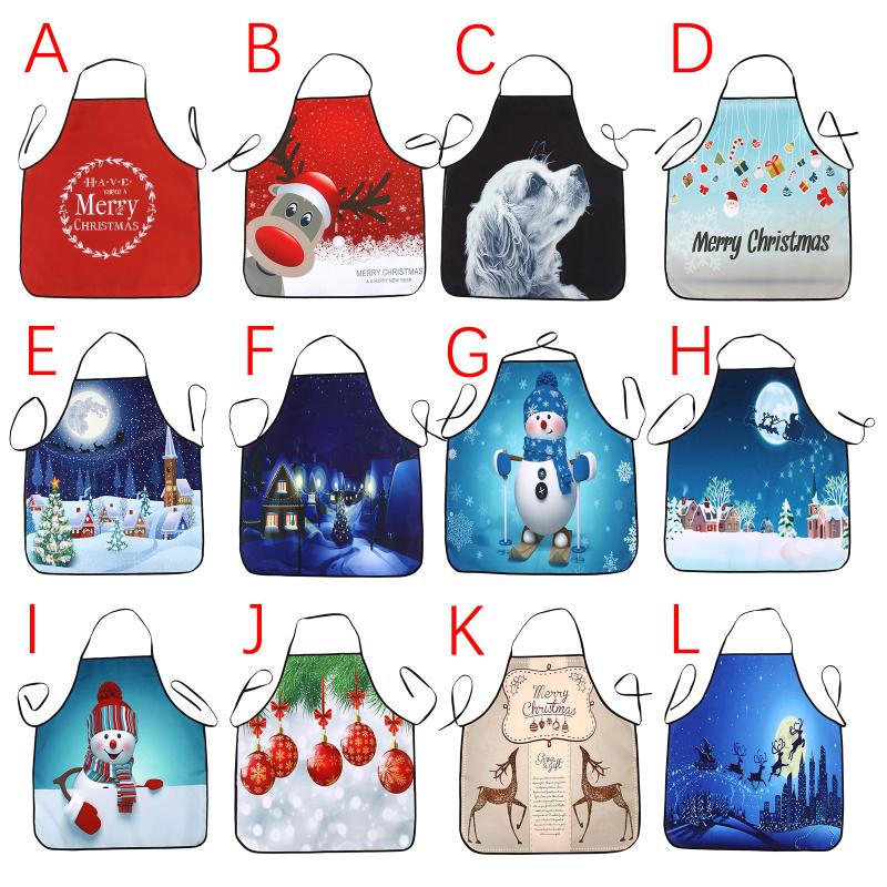 

1PC Creative Christmas Design Printing Aprons Unisex Dinner Party Cooking Bib Waterproof Cooking Kitchen Apron Home Decor