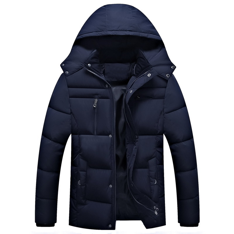 

2020 Brand Mens Jackets Down Cotton Overcoat For Male Cap Leisure Men Thickened Jackets Outer Wear Clothing, Navy blue
