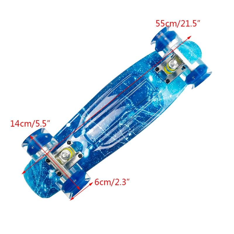 

22in Complete Mini Cruiser Skateboard Longboard Flashing Wheel Fish Skate Board H58D, Multi
