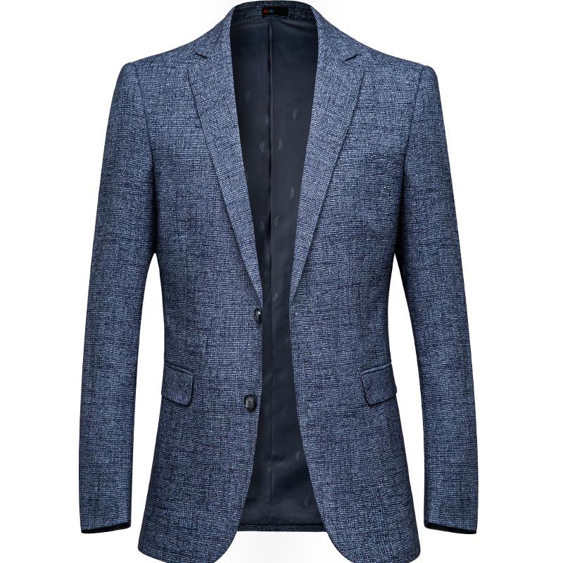 

Men's Formal Suit Jacket Spring Solid Color Blazers Men's Trendy Wild Slim Small Suit Business Plaid Single Blazer Coats Male, Blue