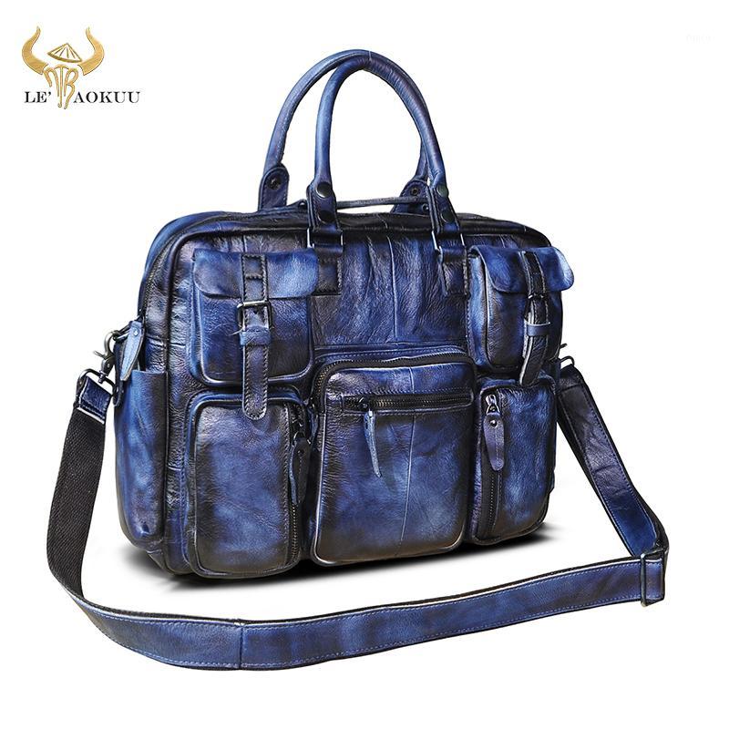 

Quality Leather Unique Blue Business Briefcase Messenger Bag Male Design Travel Laptop Document Case Tote Portfolio Bag 30611, Black