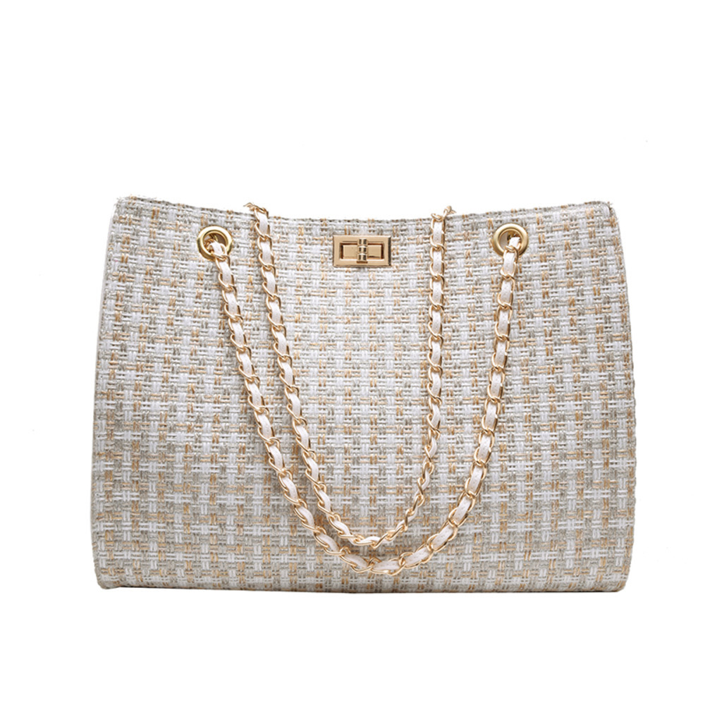 

Luxury Designer Pu Leather Chain Women Shoulder Bag High Quality Large Capacity Ladies Crossbody Bags for Women Messenger Bags C1223, Beige