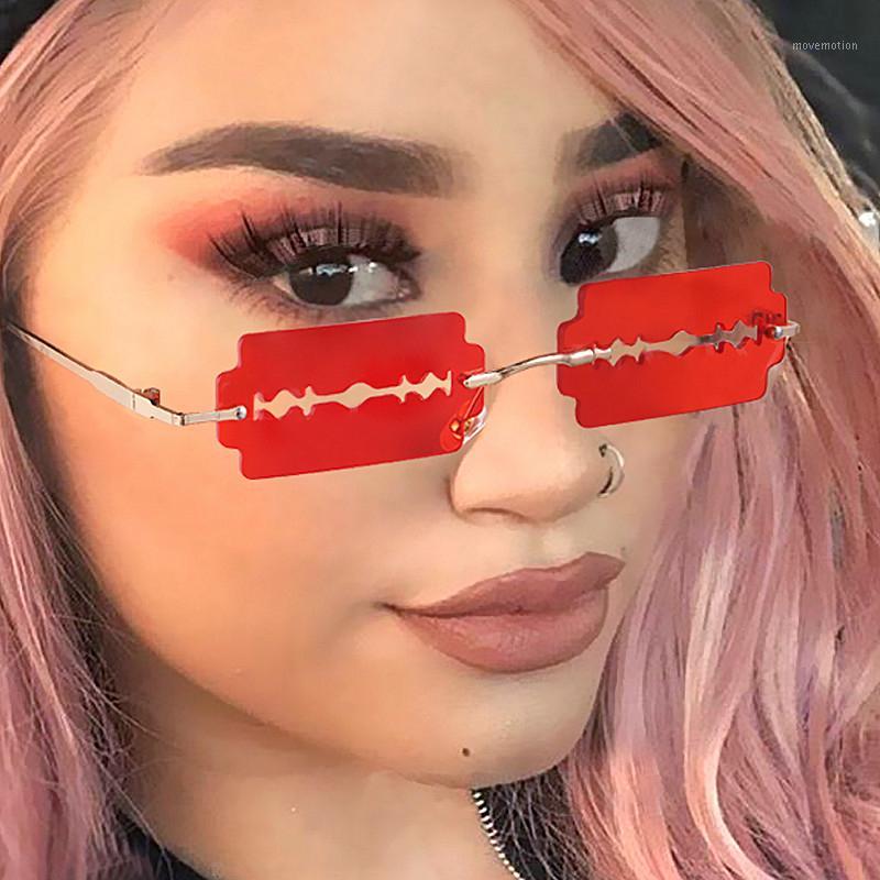 

Unique Rimless Blade Hollow Sunglasses For Women New Fashion Brand Candy Color Sun Glasses Men Vintage Square Hip Hop Shades1