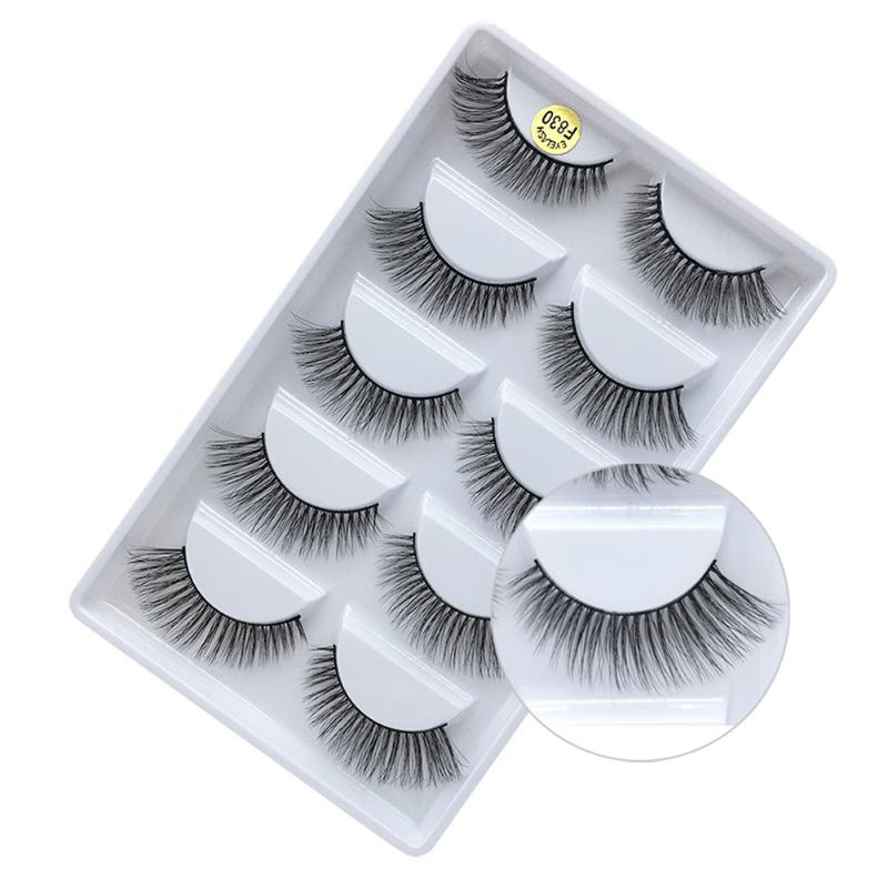 

5 Pairs Mink Hair Long Makeup Tool Reusable Natural Handmade Professional Soft 3D Thick False Eyelash