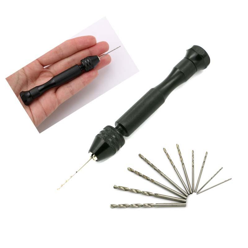

Manual drilling tool nuclear carving aluminum alloy punch hand twist drill Mini hand drill with bit