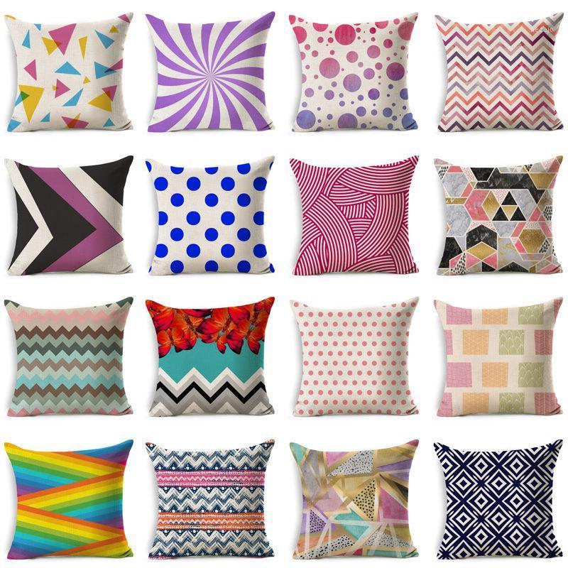 

Geometric Rainbow Pattern Cotton Linen Throw Pillow Cushion Cover Car Home Sofa Bed Decorative Pillowcase Funda Cojin 402311, 2dt-40231-891