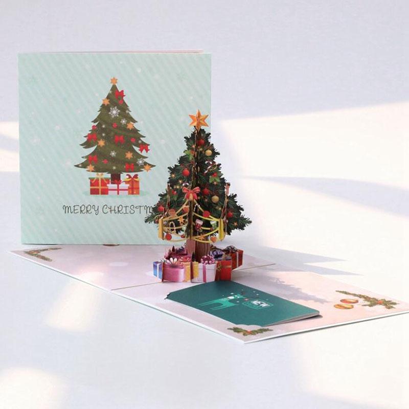 

3pcs/set or 10pcs/set Christmas Tree Invitation Card 3D Blessings and Thanksgiving Postacrd for Friend Family People Gift