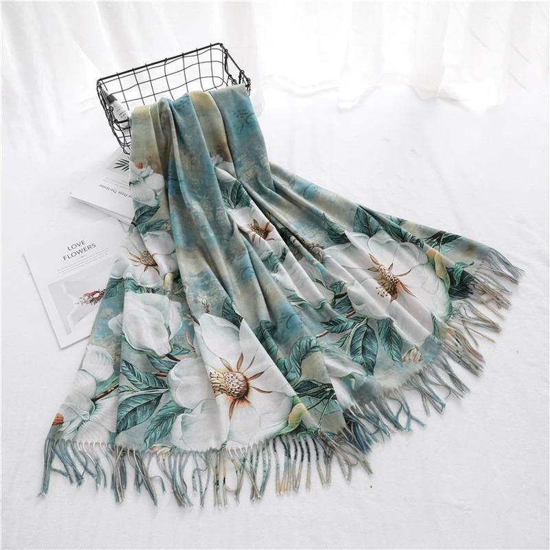 

autumn and winter new scarf digital printing inkjet imitation cashmere thickening warm air conditioning shawl long ladies scarf