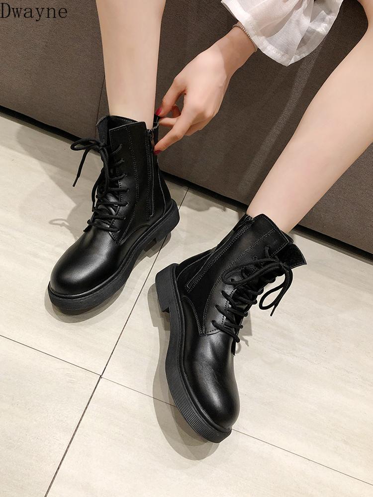 

boots British wind 2020 autumn and winter new wild boots handsome motorcycle thick-soled women, Black