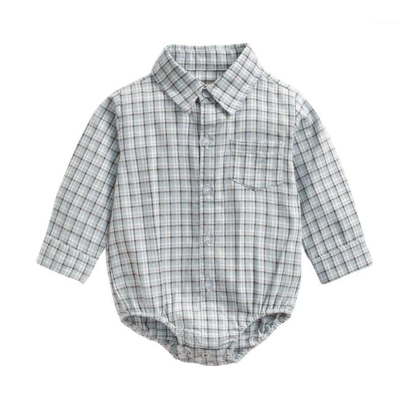 

Autumn Spring Newborn Baby Boy romper Korean long-sleeved romper Plaid baby Gentleman jumpsuit1
