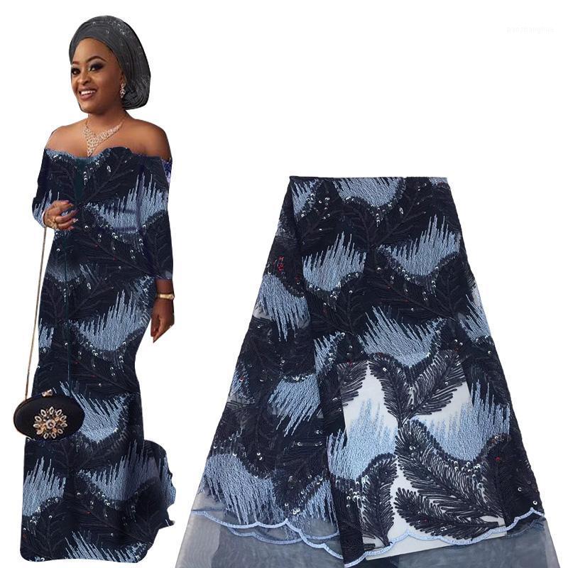 

Latest Burgundy Leaves Pattern Sequin Lace Fabric 2020 French Embroidery Tulle Voile Lace African Fabric For Wedding Dress1