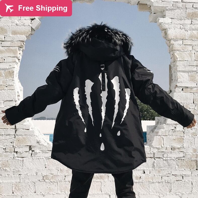 

Nagri 2020 new transportation of the men' drop parkas winter leather jacket with hoodie man' coat parka padded thick jackets m l xl, Black