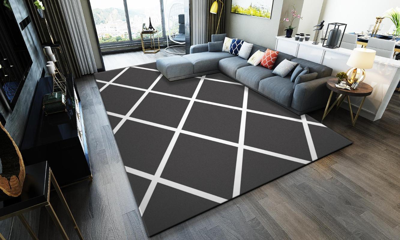 

Nordic Simple Geometric Pattern Rugs Carpets For Living Room Bedroom Area Rugs Gray White Sofa Table Chair Anti-Slip Floor Mats1, 06