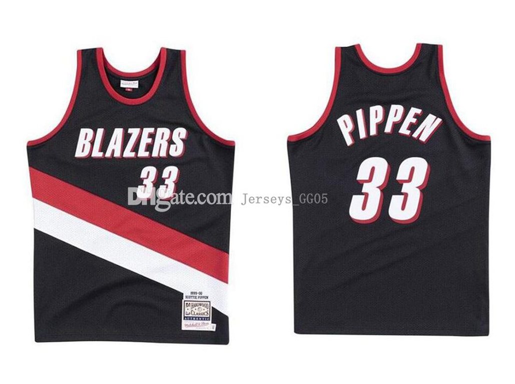 

Men basketball Portland Trail Blazers kid 33 abc Scottie Pippen Mitchell & Ness 1999-00 Hardwoods Classics Authentic Jersey, Black;red