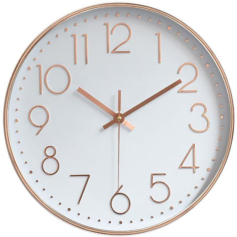 

12inch Quartz Wall Clock Silent Non-Ticking Wall Clock for Indoor Modern Decorative Rose Golden