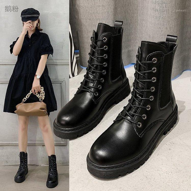 

Botas Women Motorcycle Ankle Boots Wedges Female Lace Up Platforms Spring Black Leather Oxford Shoes Woman 2020 Botas Mujer1, Beige