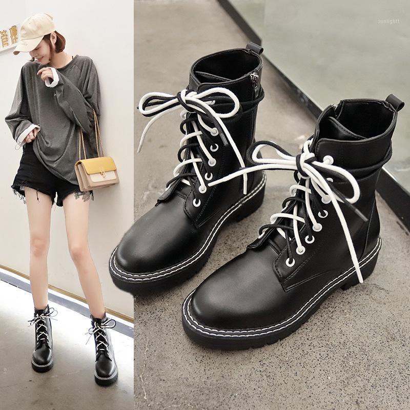 

Mature Cross-tied Women Mid Calf Boots Low Square Heel PU Round Toe Zip Vintage Winter Boots Plus Size Shoes Riding Equestrian1, Black
