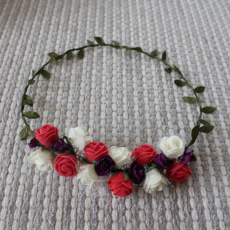

5pcs/lot Wedding Decorative Flowers Wreaths PE and Paper Flowers Headbands For Bride Wear, Pink