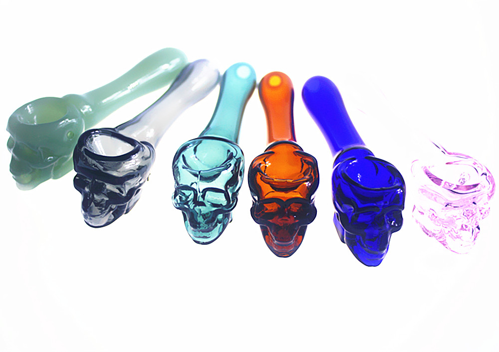 

4 Inches Skull Glass Pipe Dab Rigs Smoking Water Bong Bowls Oil Nail Tobacco Hand Water Pipe Glass Oil Burner Bubblers