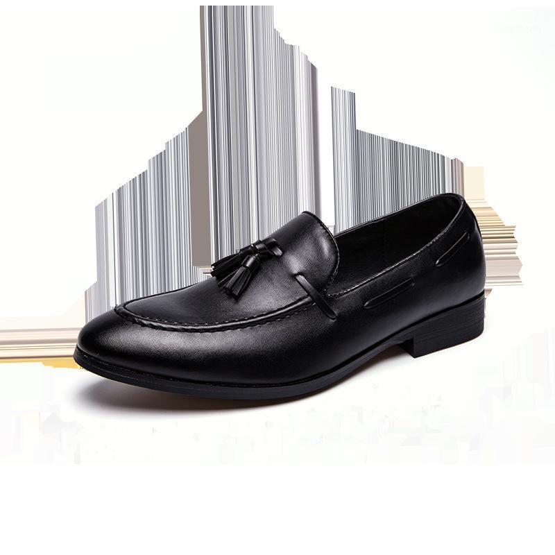 

men dress business shoes pointed toe famous tassel italian footwear male formal flats fashion oxford shoes men1, Black