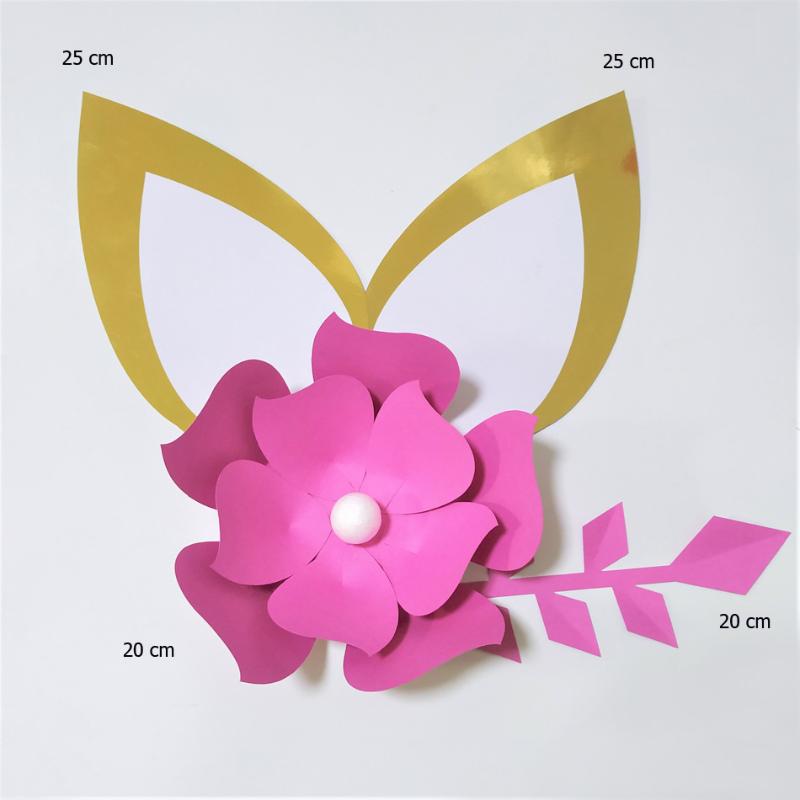 

Cardstock Orange DIY Easy Paper Flowers With Ears leaves Set For Baby Nursery Wall Flower Decor Shower Birthday Video Tutorials, Rose red