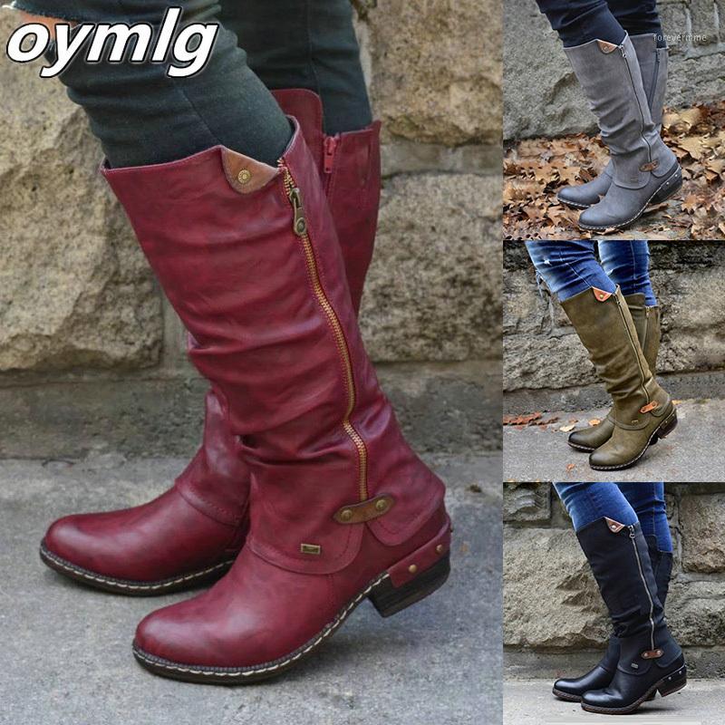 

Women Boots Western Cowboy knee-high Punk Low Thick Heel Side Zipper Female Ladies Shoes Winter Shoes Winter Boots Women1, Red