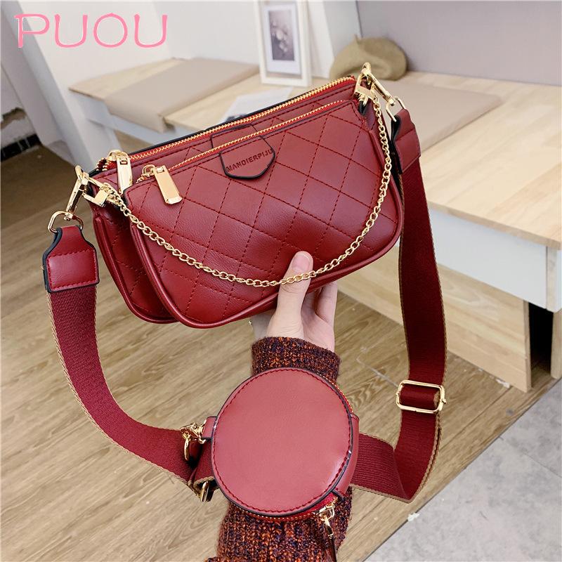 

Wild Messenger Shoulder Bags Female Fashion Letter Flap Plaid Chains Zipper Women's Handbags Casual Crossbody Bags Ladies Totes, Black