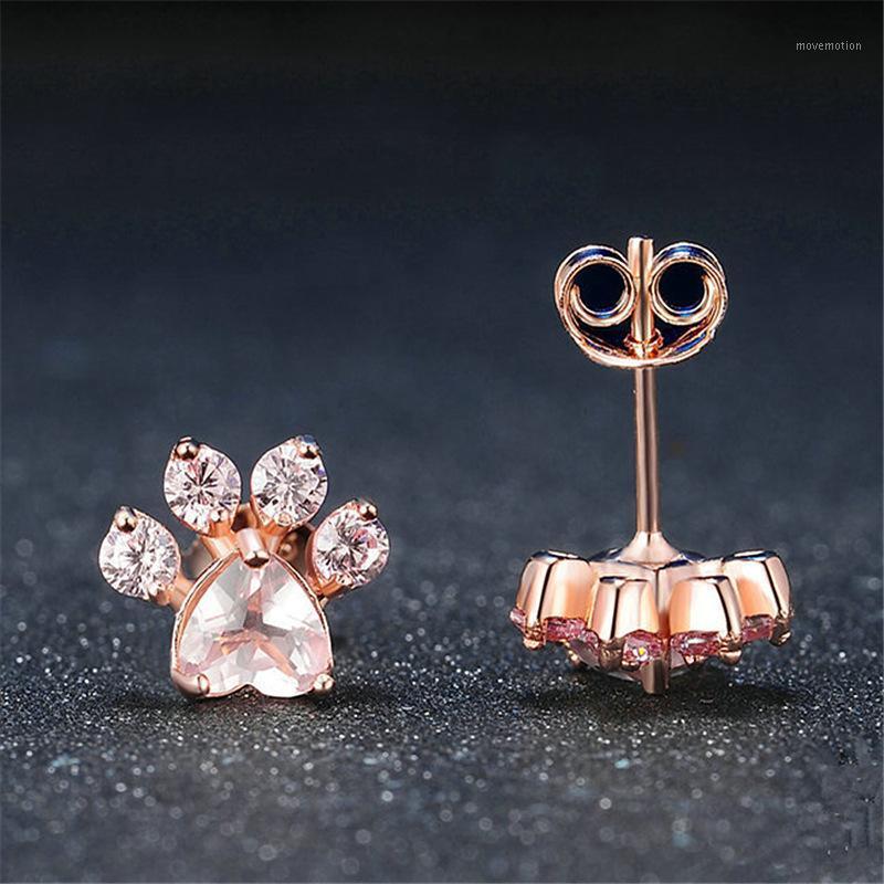 

New Hot Trendy Cute Cat Earrings For Women Fashiong Rose Gold Earring Pink Shiny Glitter Bear Dog Stud Earrings1