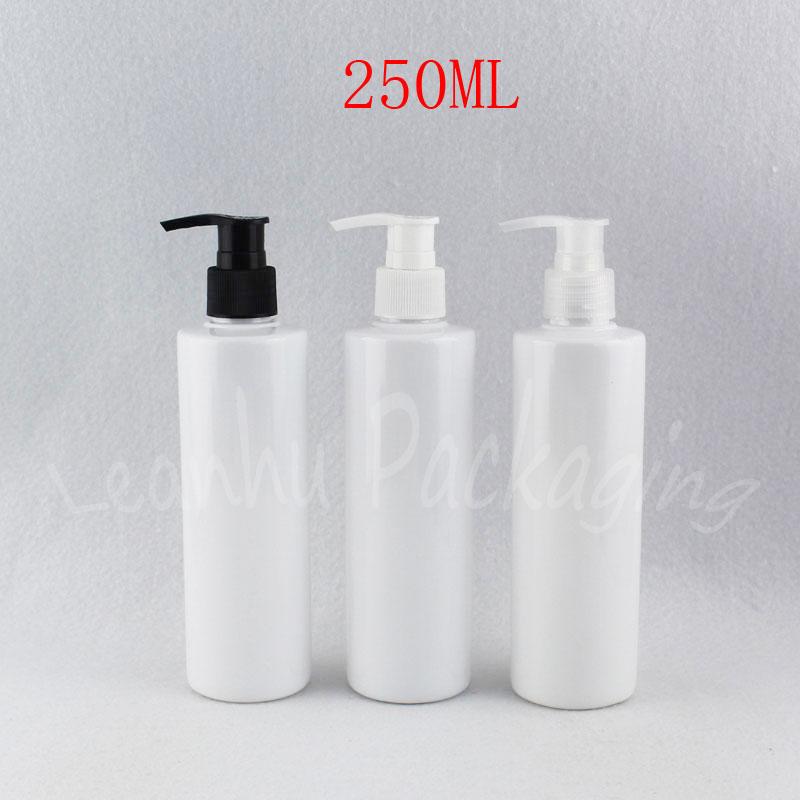 

250ML White Flat Shoulder Plastic Bottle , 250CC Shampoo / Lotion Sub-bottling , Empty Cosmetic Container ( 25 PC/Lot