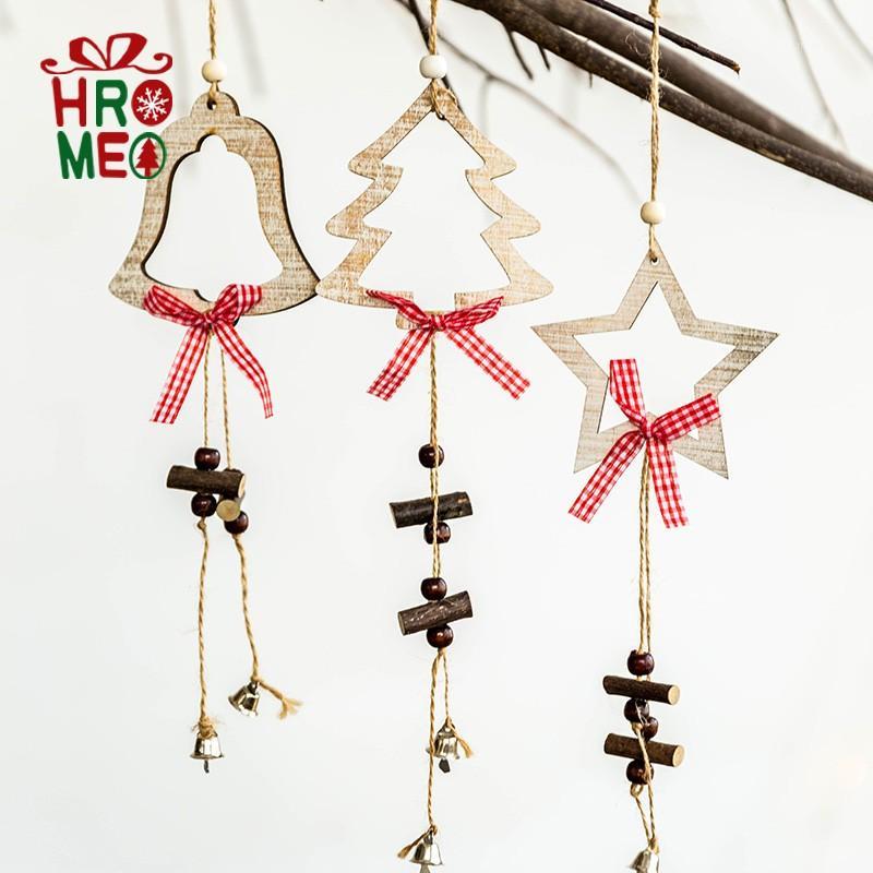 

Nordic wooden Christmas pendant decoration bell hanging ornaments wind bell room living room door trim1