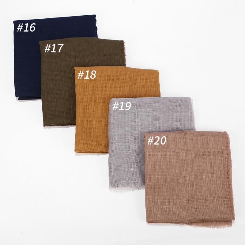 

Scarves 10PC/LOT Women Crinkle Scarf Cotton Plaid Muslim Hijab Wraps Headband Soft Big Long 20 Color 180*90cm