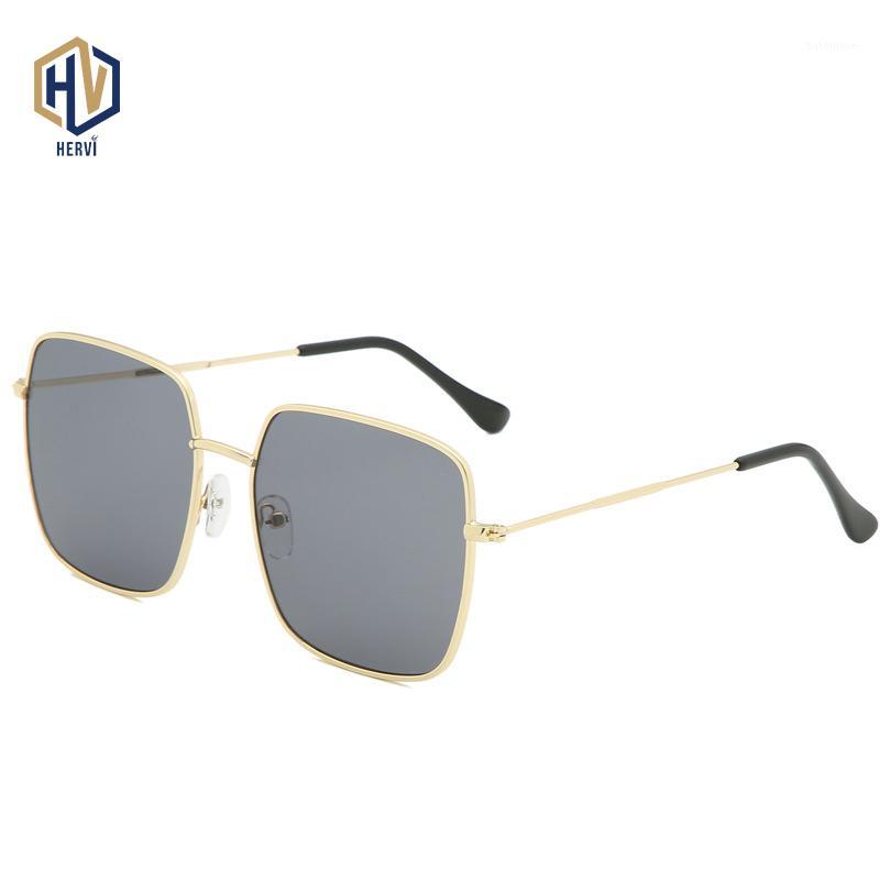 

Retro Big Square Metal Frame Sunglasses Women Brand Designer Sun Glasses Gradient Solid Color lens Eyewear1