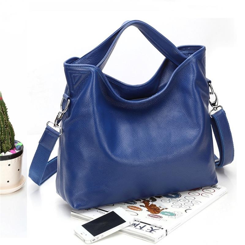 

2020 new fashionable arrival bag messenger women of great capacity in solid color leather purse, Blue