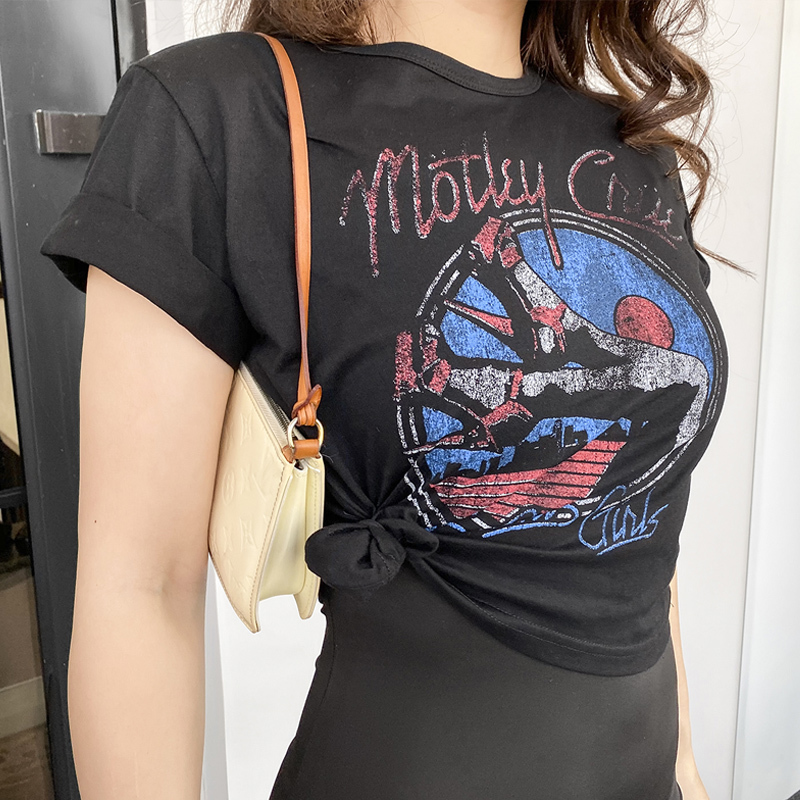 

2021 New Imitation Old Leg Pattern Short Black Shirt All Game Cotton High Street O-neck Fashion T-shirt AYP6
