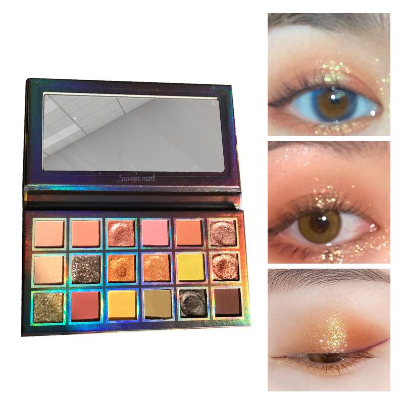 

Eyeshadow Palette 18 Colors Makeup Dark Night Glitter Matte Pearlescent Mashed Potato Sequin Eyeshadow Waterproof Long Lasting, As shown