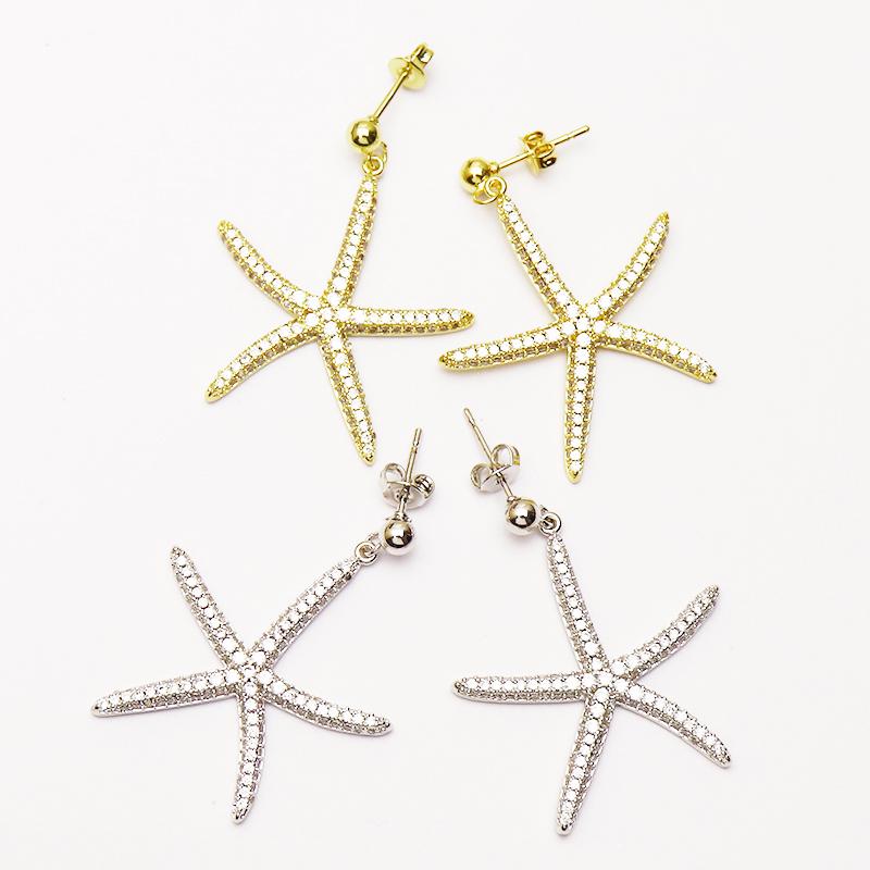 

5 Pairs Metal Star Dangle earrings Pave zircon metal star earrings women jewelry Drop Gift for women jewelry 51296