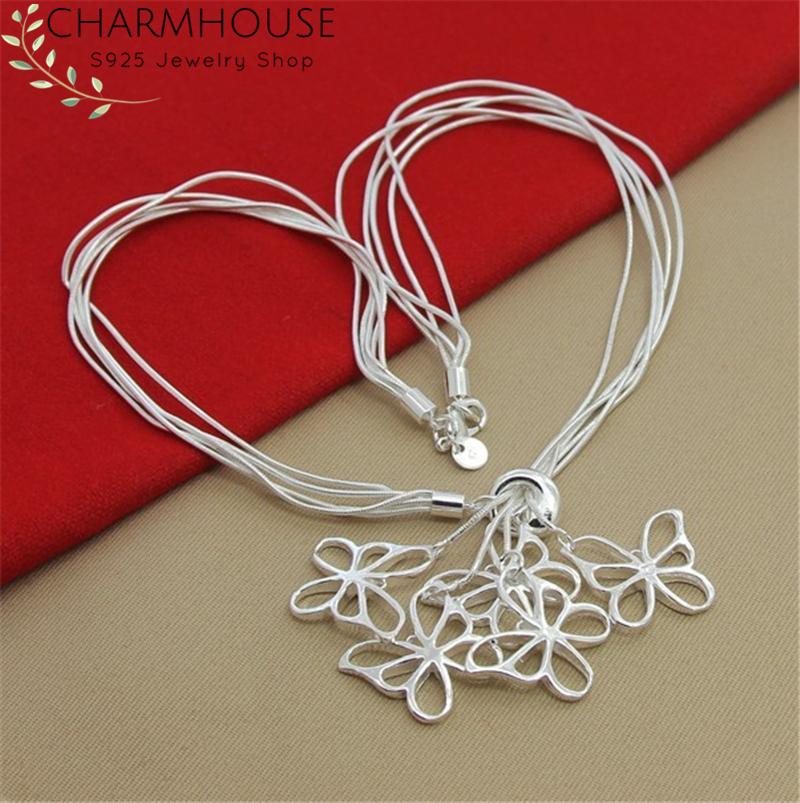 

Charmhouse 925 Sterling Silver Necklaces For Women Butterfly Snake Chain Pendant Necklace Collier Fashion Jewelry Bijoux