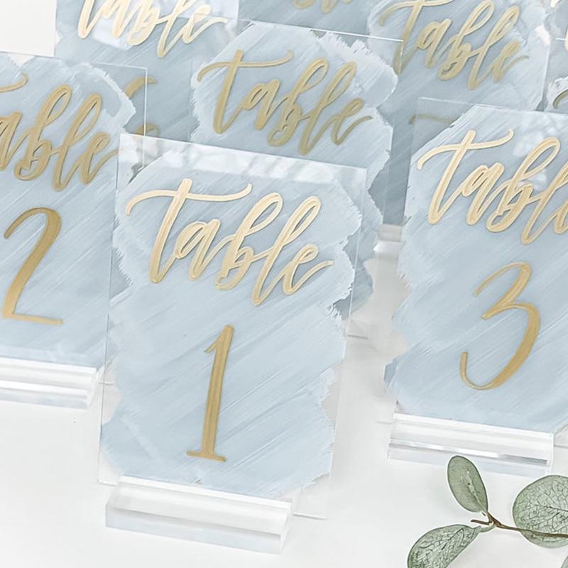 

Personalized Painted Acrylic Wedding Table Numbers with Stand Rustic Calligraphy Number for Modern Wedding Decor Mariage