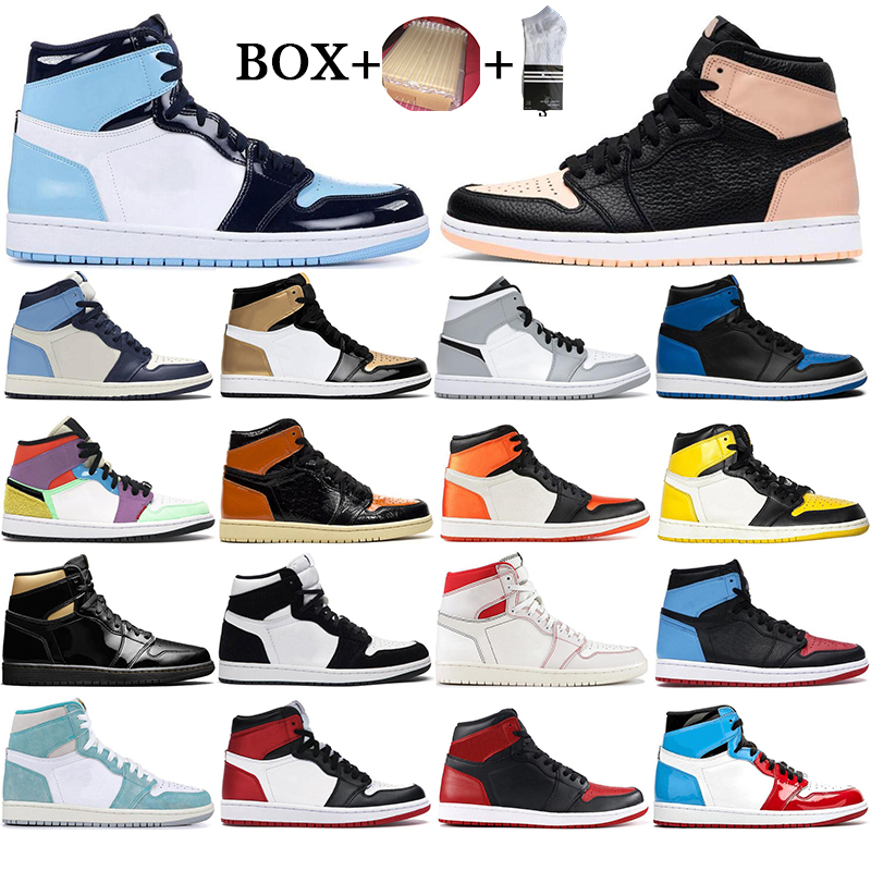 

with free socks 2021 1s Mens Basketball Shoes 1 Shattered Backboard Mocha UNC turbo Green Fearless outdoor Sport Sneakers size 36-46, #24 court purple
