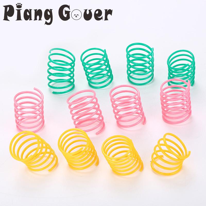

10Pcs/LOT Plastic Spring Cat Toy Colorful Bounce Spring Cats Pet Toys