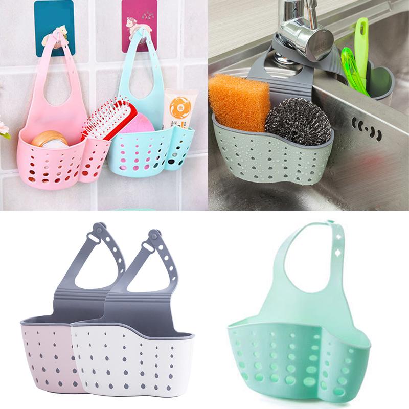 

1pcs Bathroom Kitchen Accessories Adjustable Snap Sink Hanging Storage Bag Soap Organizer Box Holder Hanging Drain Basket