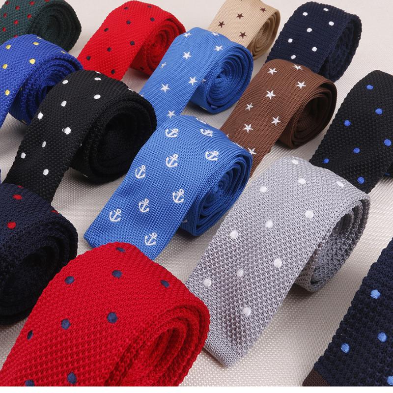 

2020 New 5cm Men's Suits Knit Tie Plain Necktie For Wedding Party Tuxedo Casual Dots Skinny Slim Gravatas Cravats