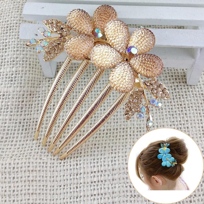 

Crystal Flower Bridesmaid Headdress Bridal Hair Comb Clip Hairpin Flower Bride Head Piece For Women Wedding Accessories