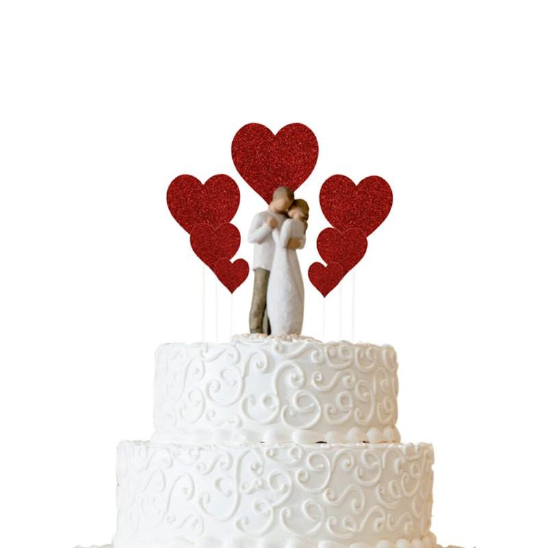 

Wedding Cupcake Topper Set Love Heart Sweet Lovers Cake Topper For Anniversary Valentine's Day Wedding Party Cake Decorations