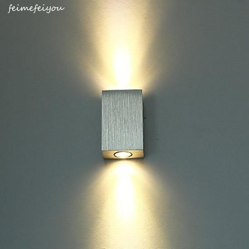 

Feimefeiyou simple and creative led square aluminum wall lamp bedroom bedside lamp staircase corridor up and down lighting lamps