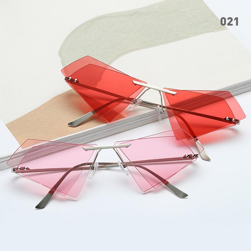 

2020 New Triangle Sunglasses Women Frameless Retro Glasses Irregular Double Lenses Sunglasses Mirror UV400 Okulary
