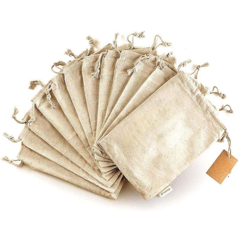 

Jute Bags cotton Drawstring bag Burlap Packing Pouches Drawstring Bags- Reusable Produce Bags for Bulk Storage