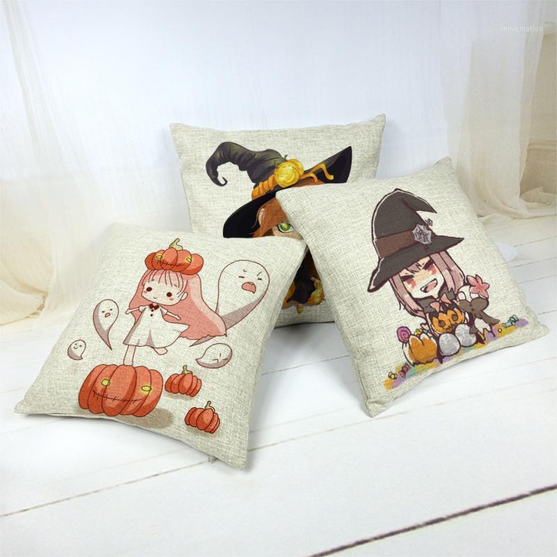 

Cotton Linen Home Decor Cushion Cover Halloween Coussin Decoratif Cartoon Pattern Cojines Decorativos Para Sof Hug Pillowcase1
