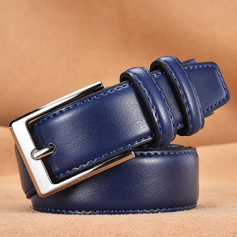 

Classic Leather Belt For Men Luxury Business Male Cowhide Leather Belts 3.3 CM Casual Pin Buckle Belt For Men Dropshipping, Black